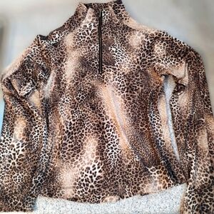 Skea Shimmies Leopard Velvet Zipper Top Size Small
